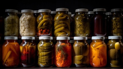 Fototapeta na wymiar Spices and Pickles in a Glass Jar, AI Generative