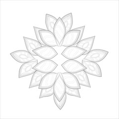 Vector coloring book of flowers for adult, for meditation, relax and fun. attractive flowers design for colouring book in black outline and white background