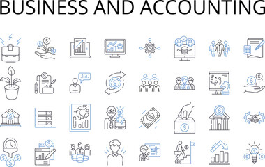 Business and accounting line icons collection. Commerce, Enterprise, Corporate, Trade, Finance, Investment, Economics vector and linear illustration. Banking,Entrepreneurship,Management outline signs