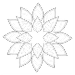 Vector coloring book of flowers for adult, for meditation, relax and fun. attractive flowers design for colouring book in black outline and white background