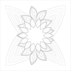 Vector coloring book of flowers for adult, for meditation, relax and fun. attractive flowers design for colouring book in black outline and white background
