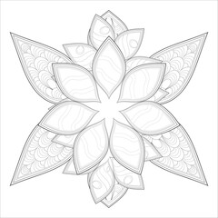 Coloring Books for adults. Hand drawn flowers in zentangle style for t-shirt design or tattoo and coloring book