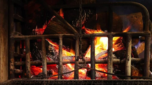 Uruguay, Montevideo market restaurants offering traditional slow cooked asado parilla grilled meat that includes chorizo beef, kidneys and chicken.