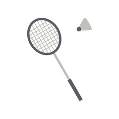 Badminton racket with shuttlecock sport icon flat vector design