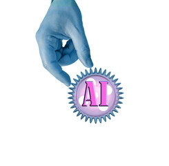 ai artificial inteligence hand finger gear isolated for background