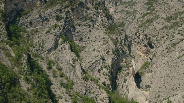 Aerial shot in an Italian canyon, Gole di San Martino, in Abruzzo, Italy with a 4K drone