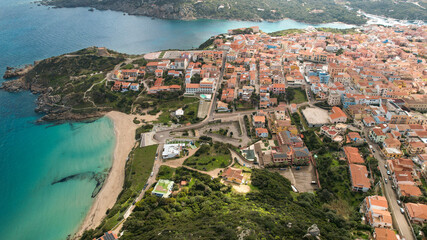 Fototapeta premium Santa Teresa Gallura is a town on the northern tip of Sardinia, on the Strait of Bonifacio, in the province of Sassari, Italy. Fhotographed from the top with a drone
