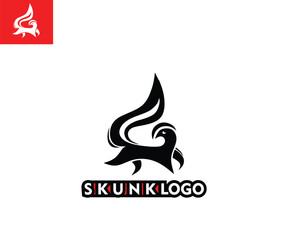 SKUNK CUTE ANIMAL LOGO silhouette of small funny pet vector illustrations