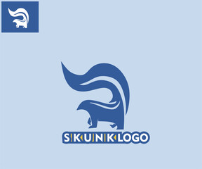 BLUE SKUNK LOGO silhouette of simple great smelt animal standing vector illustrations