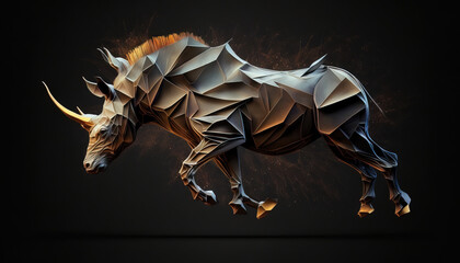 Obraz na płótnie Canvas Rhinoceros animal abstract wallpaper. Contrast background Rhino in vivid colors generative ai