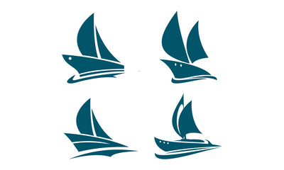 ship, yacht, cruise logo vector set template
