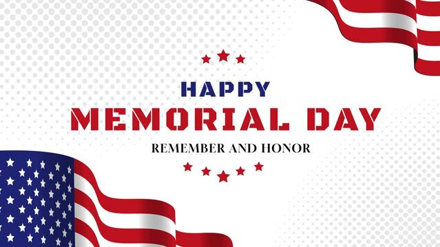 Happy Memorial day animation. Memorial day. Remember and Honor banner for memorial day. Motion graphic design. 4k video animation. Animation text happy memorial day.