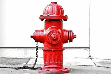 bright red fire hydrant standing on a city street corner Generative AI