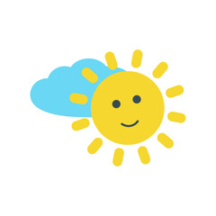 Gardening and horticulture tools.The sun and cloud. Flat design on white background. Vector illustration.