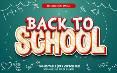 Back to school 3d chalk texture text effect design - obrazy, fototapety, plakaty