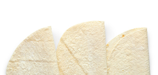 Thin lavash on white background