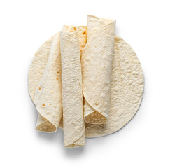 Thin lavash on white background