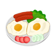 Illustration of food, healthy food menu in the morning before doing activities