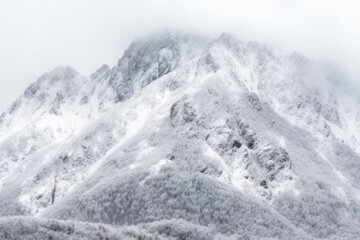 Fototapeta na wymiar snowy mountain on a cloudy day Generative AI