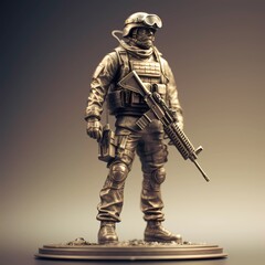 Obraz premium statue of modern soldier, Generative Ai