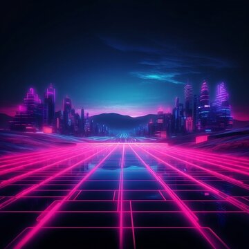 Pink neon desktop wallpaper