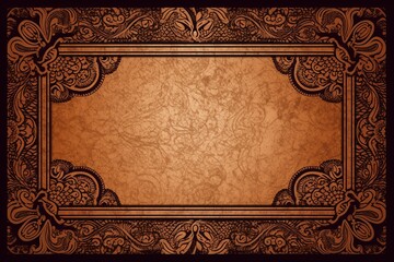 A brown background with a gold frame