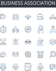 Fototapeta premium Business association line icons collection. Trade alliance, Corporate coalition, Enterprise partnership, Company consortium, Firm nerk, Commercial federation, Professional affiliation vector and
