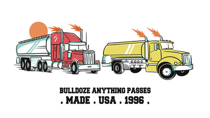 legendary truck models, suitable for children's t-shirt designs