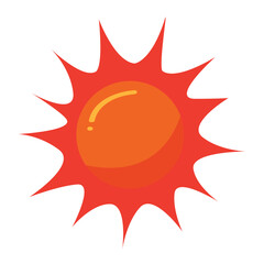 Red Sun icon vector symbol on white background. Flat illustration vector.
