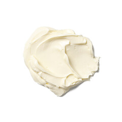 Cream cheese isolated on white background, top view