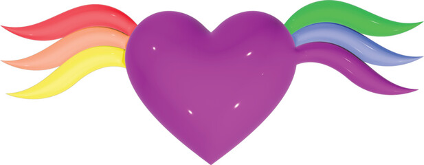 Rainbow heart shaped balloons, Rainbow heart 3d