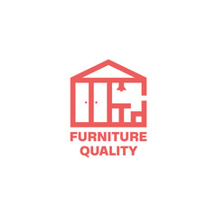 logo with a combination of home furnishings and a minimalist home shape