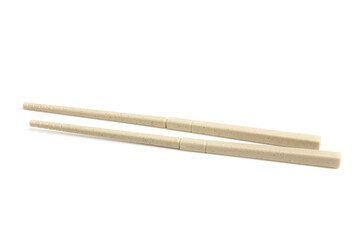 Plastic Chopsticks on white background, top view