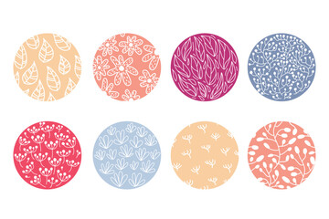Highlight cover set, abstract floral botanical icons for social media. Vector illustration. watercolor design. Set of Instagram Story Highlights Covers Icons. Design ellements collection
