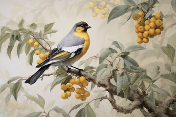 wallpaper birds and flowers long branches background