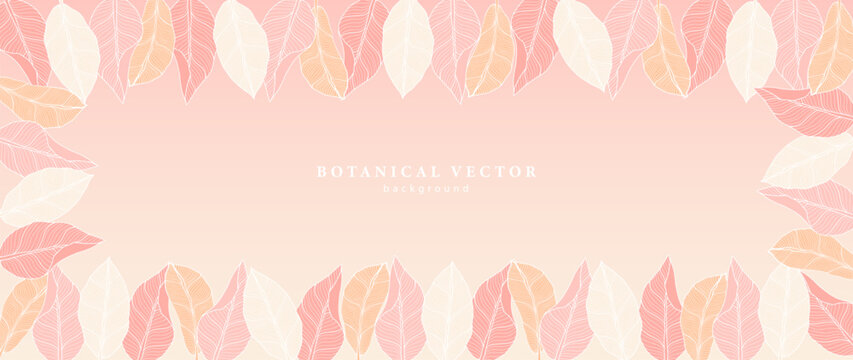 Pale pink botanical background with cute leaves. Background for text, photos, covers, diplomas, postcards and presentations
