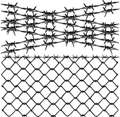 vector chain link and zigzag wire fence