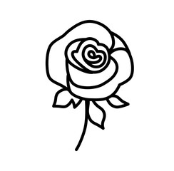 Cute rose flower outline icon