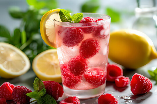 Delicious Raspberry Soda. AI technology generated image