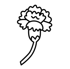 Cute carnation flower outline icon