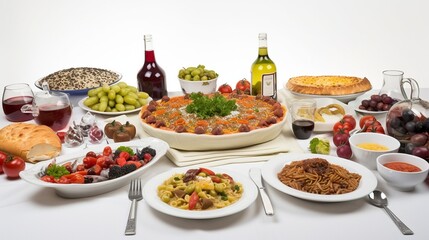 Fototapeta na wymiar Continentals Food on dinning Table, AI Generative