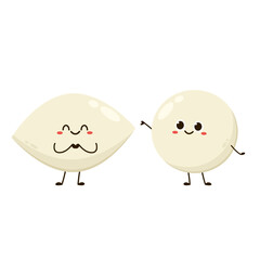 Fish balls on white background. Street Asian food. Vector illustration. Fish balls character isolated vector.