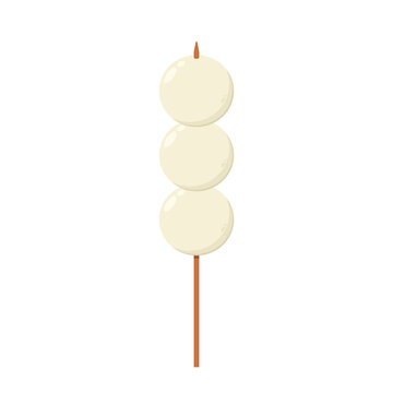 Fish balls on a skewer. Street Asian food. Vector illustration. Fish balls isolated vector.