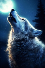 Wolf howling at the moon