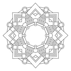 Easy coloring pages for adults.Coloring Page 

of geometric abstract mandala Simple mandala 

in EPS 8.  #644
