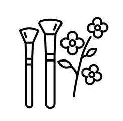 Cute makeup brushes palette outline icon