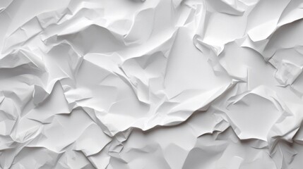 White crumpled paper texture background. Clean white paper. Top view. Generative AI.