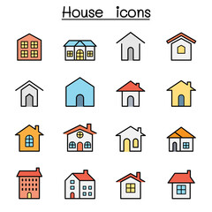 House color line icon set