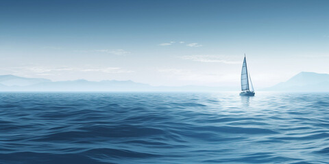 Fototapeta premium 白い帆を持つ帆船ヨット Generative AI 