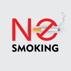 No Smoking design background. It features  a NO lettering with a paper cut style cigarette. Vector illustration